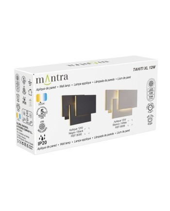 TAHITI XL * APLIQUE MEDIANO LED CUADRADOS 12W - NEGRO - 3000K